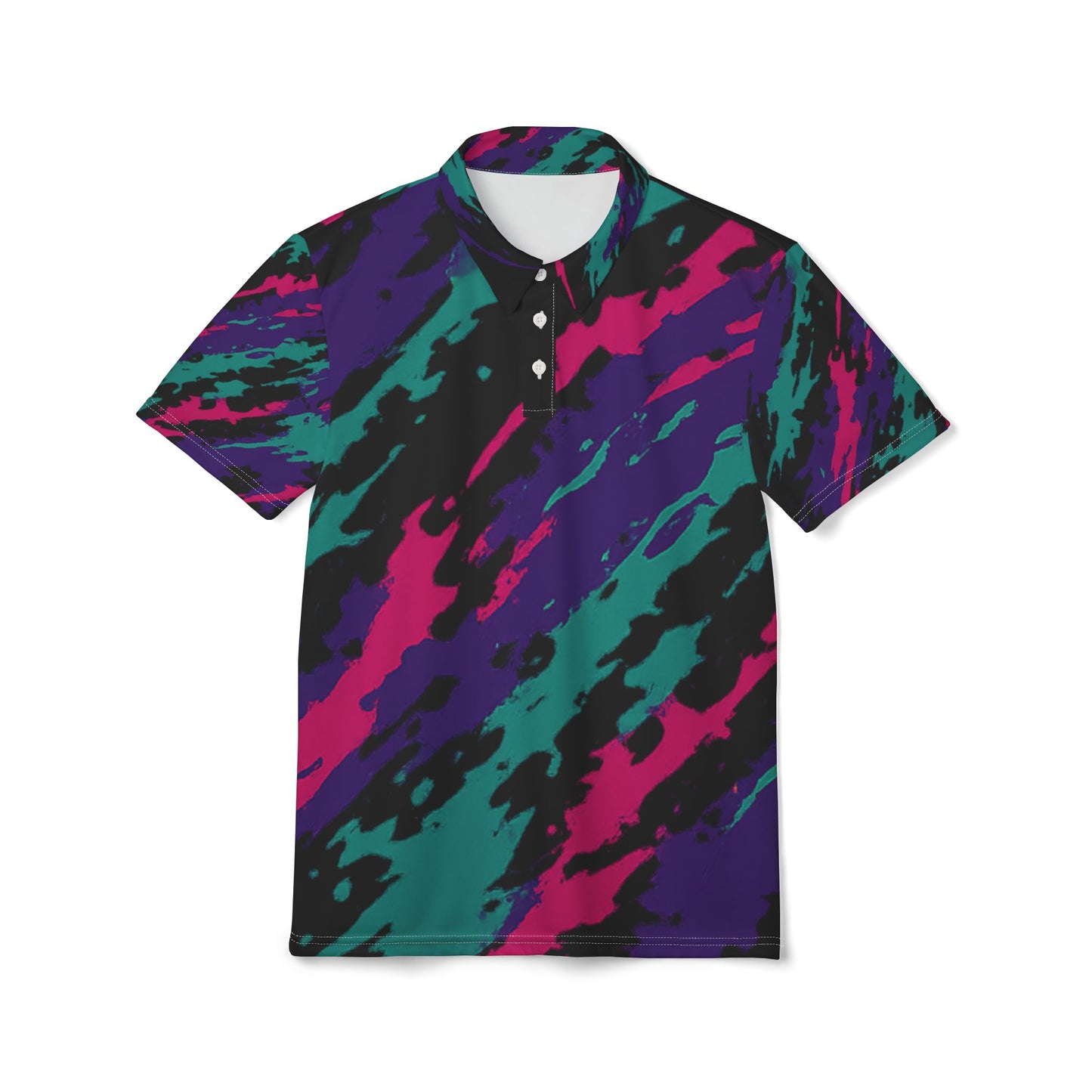 The Splat retro motorsport polo with brushstroke oil splash design by Tokyo Auto Tribe