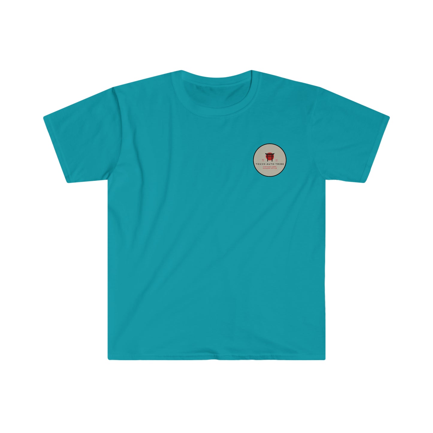 Turquoise Touge Legends (more colors) graphic tee featuring a small vintage Japanese car culture emblem on the chest, built for fans of drift and touge roads.