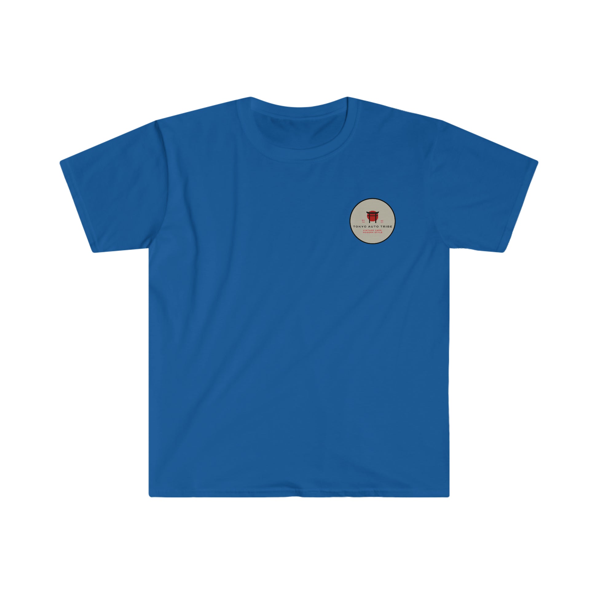Blue graphic tee featuring a small circular emblem on the chest, designed to evoke the atmosphere of Japanese car culture and late night drives, named Touge Legends (more colors).