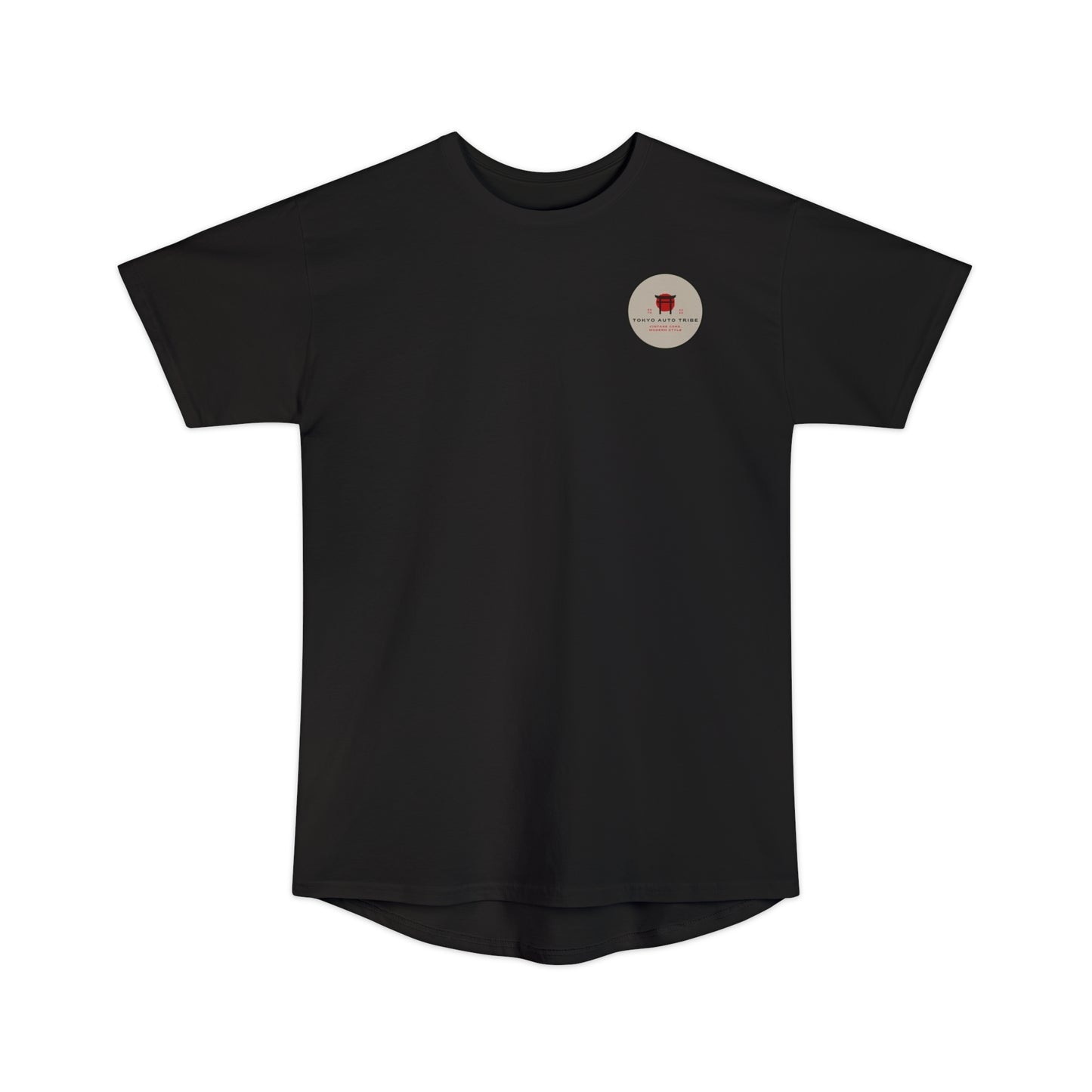 Black Unbreakable Spirit oversized T-Shirt featuring a small red emblem on the chest, designed for fans of Japanese car culture and late-night drift drives.